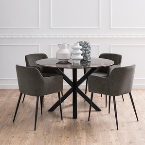 Esstisch rund Ø 120cm Braun/Marmor Braun