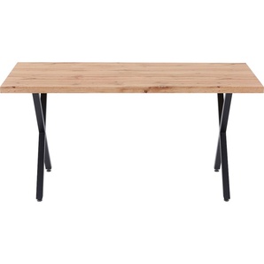 Esstisch HOME AFFAIRE Aage Tische Gr. B/H/T: 160 cm x 75 cm x 90 cm, beige (wildeiche, dekor, schwarz) Esstische rechteckig Wildeiche-Dekor, Breite 160 cm