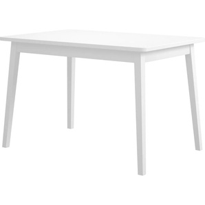 Esstisch HOME AFFAIRE Aldo Tische Gr. B/H/T: 120 cm x 76 cm x 80 cm, 2,5 cm starke Tischplatte, weiß (weiß, weiß, weiß) Holz-Esstische Ausziehbarer Esstisch in verschiedenen Ausführungen