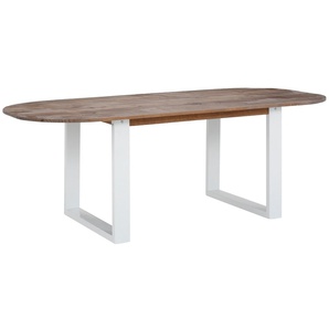 Esstisch HOME AFFAIRE Lagos Tische Gr. B/H/T: 220 cm x 76 cm x 100 cm, braun (braun, gebürstet, weiß) Esstisch Holz-Esstische Rechteckige Esstische