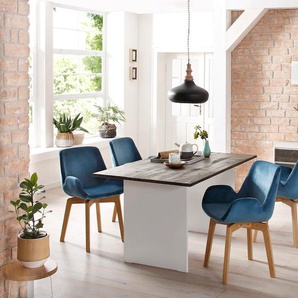 Esstisch HOME AFFAIRE Morgan Tische Gr. B/H/T: 150 cm x 76 cm x 90 cm, braun (weiß, braun) Esstische rechteckig aus massivem Kiefernholz, in zwei unterschiedlichen Tischbreiten