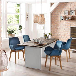 Esstisch HOME AFFAIRE Morgan Tische Gr. B/H/T: 180 cm x 76 cm x 90 cm, braun (weiß, braun) Esstische rechteckig aus massivem Kiefernholz, in zwei unterschiedlichen Tischbreiten