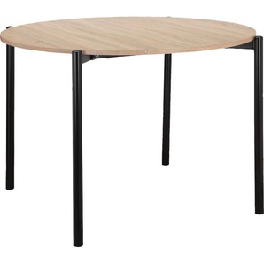 Esstisch HOME AFFAIRE Retiers Tische Gr. B/H/T: 110 cm x 76 cm x 110 cm, schwarz (eichefarben, schwarz, wildeichefarben) Esstische rund oval Gestell aus Metall Tischplatte in Wildeiche Optik, Höhe 76 cm