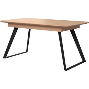 Esstisch HOME AFFAIRE Scala Tische Gr. B/H/T: 160 cm x 76 cm x 90 cm, Einlegeplatte, braun (eiche bianco lackiert, schwarz, eiche lackiert) Esstische rechteckig aus massivem Eichenholz, mit Auszugsfunktion