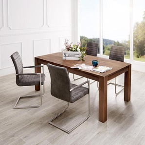 Esstisch Indra Akazie Braun 200/300x100 ausziehbar massiv, Esstische