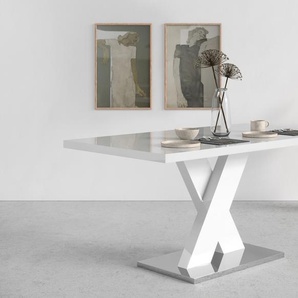 Esstisch INOSIGN Ali Tische Gr. B/H/T: 160 cm x 76 cm x 90 cm, weiß (weiß hochglanz) Esstische rechteckig Breite 160 cm, Hochglanz, Bodenplatte aus Metall