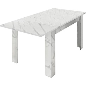 Esstisch INOSIGN Carrara Tische Gr. B/H/T: 137 cm x 79 cm x 90 cm, Ansteckplatte, weiß (weiß marmor, optik, optik) Ausziehbare Esstische