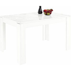 Esstisch INOSIGN Miro Tische Gr. B/H/T: 180 cm x 79 cm x 90 cm, ohne Auszug, weiß (weiß hochglanz lack mit siebdruck) Esstisch Rechteckiger Esstische rechteckig