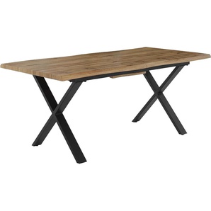 Esstisch JOCKENHÖFER GRUPPE Martin, schwarz (schw, wildeic, schwarz, wildeiche hell), B:180cm H:76cm T:90cm, Tische, Ausziehtisch in Baumkantenoptik, 2 Größen, Topseller