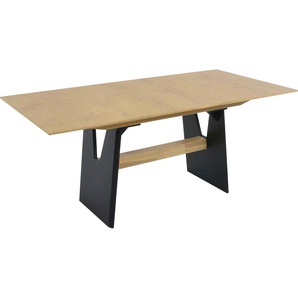 Esstisch K+W KOMFORT & WOHNEN Giacomo I Tische Gr. B/H/T: 160 cm x 75 cm x 90 cm, braun (asteiche natur 2829, schwarz, asteiche natur) Ausziehbarer Esstisch Rechteckige Esstische Ausziehbare in Asteiche natur, Untergestell MDF mit furnierten Balken