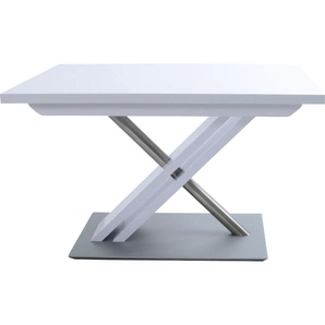 Esstisch K+W KOMFORT & WOHNEN Santos II Tische Gr. B/H/T: 130 cm x 75 cm x 90 cm, weiß (lack 550, lack 550) Esstisch Rechteckige Esstische Ausziehbare rechteckig, Untergestell mit MDF und Edelstahlrohr