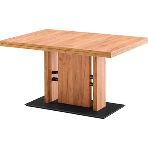 Esstisch K+W KOMFORT & WOHNEN Tische Gr. B/H/T: 130 cm x 75 cm x 90 cm, Auszugsplatte, braun (eiche terra grau, eiche grau) Ausziehbare Esstische schwarzes Rundrohrgestell, erweiterbar mit Schiebeplatte