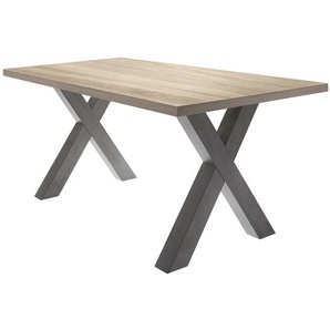 Esstisch Leeton III 160 x 90cm Braun/Grau/Eiche Sägerau Dekor