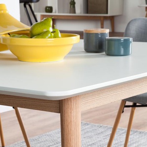 Esstisch 140 x 90cm Weiß/Beige/Weiß