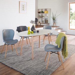 Esstisch oval 170 x 90 cm Weiß/Beige