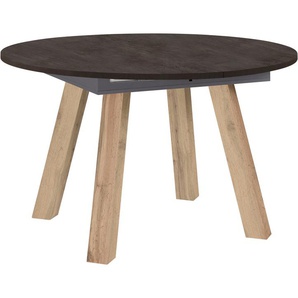 Esstisch MÄUSBACHER Tische Gr. B/H/T: 130 cm x 78 cm x 130 cm, Mittelauszug mit Klappeinlage, Gestell: Asteichefarben, grau (tischplatte: keramik dunkel) Esstische Holz-Esstische Runde Untergestell schräg gestellt