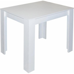 Esstisch MÄUSBACHER Tische Gr. B/H/T: 80 cm x 75 cm x 60 cm, Synchronauszug, weiß (weiß matt) Esstische quadratisch