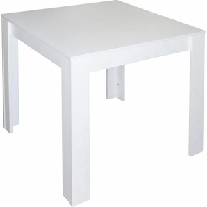 Esstisch MÄUSBACHER Tische Gr. B/H/T: 80 cm x 75 cm x 80 cm, Synchronauszug, weiß (weiß matt) Esstische quadratisch Breite 80110120 cm mit Auszug
