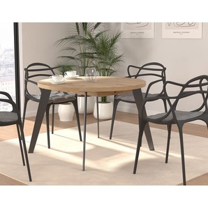 Esstisch Margie 110 x 75 x 110cm Schwarz/Braun/Eiche Artisan Dekor