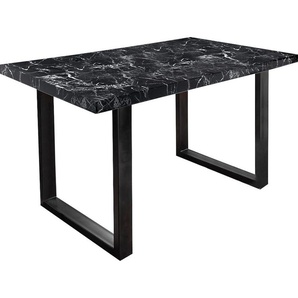 Esstisch PAROLI Manger Tische Gr. B/H/T: 140 cm x 75 cm x 90 cm, schwarz (marmor schwarz, marmor schwarz) Esstische rechteckig