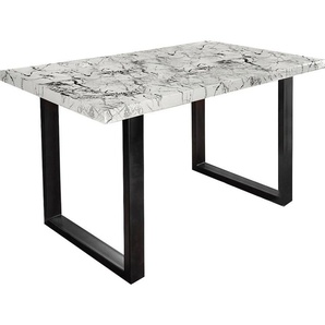 Esstisch PAROLI Manger Tische Gr. B/H/T: 160 cm x 75 cm x 90 cm, weiß (marmor weiß, schwarz, marmor weiß) Esstische rechteckig in 3 Breiten und 2 Farbausführungen
