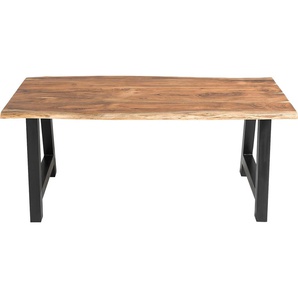 Esstisch SALESFEVER Tische Gr. B/H/T: 160 cm x 76,5 cm x 85 cm, 160x85 cm, schwarz (natur, schwarz, natur) Esstische rechteckig Massivholz geölt und zweifach gewachst