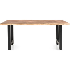 Esstisch SALESFEVER Tische Gr. B/H/T: 220 cm x 76,5 cm x 110 cm, 220x110 cm, schwarz (natur, schwarz, natur) Esstische rechteckig Massivholz geölt und zweifach gewachst