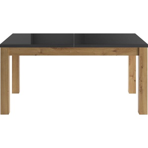 Esstisch SET ONE BY MUSTERRING Atlanta System Tische Gr. B/H/T: 160 cm x 77 cm x 90 cm, Mit Glasplatte, grau (asteiche, anthrazit, glanzanthrazitglanz, asteiche, glas anthrazit glanz) Ausziehbare Esstische mit Synchronauszug, 160-210 x 90 cm, Gestell als