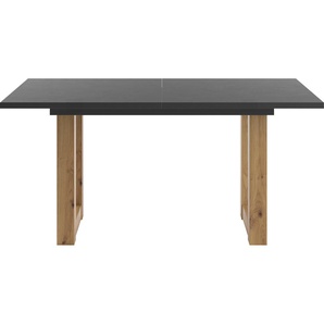 Esstisch SET ONE BY MUSTERRING Atlanta System Tische Gr. B/H/T: 160 cm x 77 cm x 90 cm, Mit Glasplatte, grau (asteiche, schwarzst, glanzanthr, matt, asteiche, glas anthrazit matt) Ausziehbare Esstische mit Synchronauszug, 160-210 x 90 cm, Gestell in