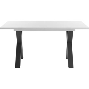 Esstisch SET ONE BY MUSTERRING Atlanta System Tische Gr. B/H/T: 160 cm x 77 cm x 90 cm, Mit Glasplatte, grau (schwarzst, weiß ma la., glanzanthr, glanz, schwarzstahl, glas anthrazit glanz) Ausziehbare Esstische mit Synchronauszug, 160-210 x 90 cm, Gestell