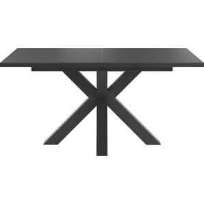 Esstisch SET ONE BY MUSTERRING Atlanta System Tische Gr. B/H/T: 160 cm x 77 cm x 90 cm, Mit Glasplatte, schwarz (schwarzst, anthrazit, glanzanthrazitma., schwarzstahl, glas anthrazit matt) Ausziehbare Esstische mit Synchronauszug, 160-210 x 90 cm, Gestell