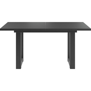 Esstisch SET ONE BY MUSTERRING Atlanta System Tische Gr. B/H/T: 160 cm x 77 cm x 90 cm, Mit Glasplatte, schwarz (schwarzst, schwarzst, glanzanthr, matt, schwarzstahl, glas anthrazit matt) Ausziehbare Esstische mit Synchronauszug, 160-210 x 90 cm, Gestell