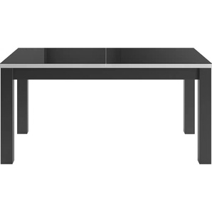 Esstisch SET ONE BY MUSTERRING Atlanta System Tische Gr. B/H/T: 160 cm x 77 cm x 90 cm, Mit Glasplatte, schwarz (schwarzst, weiß ma, glanzanthrazitglanz, schwarzstahl, glas anthrazit glanz) Ausziehbare Esstische mit Synchronauszug, 160-210 x 90 cm,