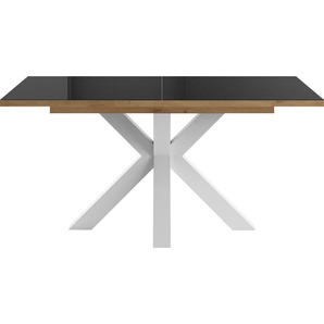 Esstisch SET ONE BY MUSTERRING Atlanta System Tische Gr. B/H/T: 160 cm x 77 cm x 90 cm, Mit Glasplatte, schwarz (weiß matt, anthrazit, glanzanthrazitglanz, weiß glas anthrazit glanz) Ausziehbare Esstische mit Synchronauszug, 160-210 x 90 cm, Gestell in