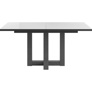 Esstisch SET ONE BY MUSTERRING Atlanta System Tische Gr. B/H/T: 160 cm x 77 cm x 90 cm, Mit Glasplatte, weiß (graphit, schwarzst., glanzweiß glanz, graphit, glas glanz) Ausziehbare Esstische mit Synchronauszug, 160-210 x 90 cm, Gestell als Doppel-U