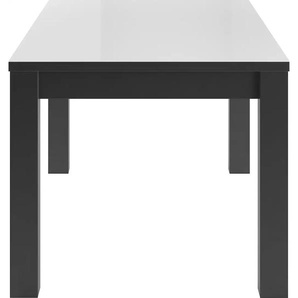 Esstisch SET ONE BY MUSTERRING Atlanta System Tische Gr. B/H/T: 160 cm x 77 cm x 90 cm, Mit Glasplatte, weiß (schwarzst, schwarzst., glanzweiß.glanz, schwarzstahl, glas glanz) Ausziehbare Esstische mit Synchronauszug, 160-210 x 90 cm, Gestell als Rahmen