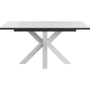 Esstisch SET ONE BY MUSTERRING Atlanta System Tische Gr. B/H/T: 160 cm x 77 cm x 90 cm, Mit Glasplatte, weiß (weiß matt, anthrazit, glanzweiß glanz, glas glanz) Ausziehbare Esstische mit Synchronauszug, 160-210 x 90 cm, Gestell in Stern-Form