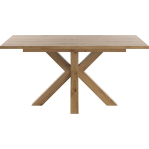 Esstisch SET ONE BY MUSTERRING Atlanta System Tische Gr. B/H/T: 160 cm x 77 cm x 90 cm, Ohne Glasplatte, braun (asteiche, asteiche, asteiche) Ausziehbare Esstische mit Synchronauszug, 160-210 x 90 cm, Gestell in Stern-Form