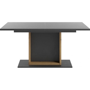 Esstisch SET ONE BY MUSTERRING Atlanta System Tische Gr. B/H/T: 160 cm x 77 cm x 90 cm, Ohne Glasplatte, schwarz (asteiche, schwarzstahl, asteiche, graphit) Ausziehbare Esstische mit Synchronauszug, 160-210 x 90 cm, Gestell als Rahmen gefüllt