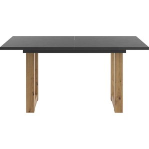 Esstisch SET ONE BY MUSTERRING Atlanta System Tische Gr. B/H/T: 160 cm x 77 cm x 90 cm, Ohne Glasplatte, schwarz (asteiche, schwarzstahl, asteiche, schwarzstahl) Ausziehbare Esstische mit Synchronauszug, 160-210 x 90 cm, Gestell in U-Form