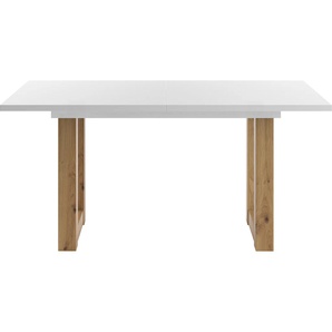 Esstisch SET ONE BY MUSTERRING Atlanta System Tische Gr. B/H/T: 160 cm x 77 cm x 90 cm, Ohne Glasplatte, weiß (asteiche, matt lack, asteiche, weiß) Ausziehbare Esstische mit Synchronauszug, 160-210 x 90 cm, Gestell in U-Form