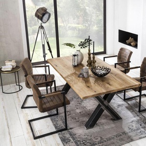 Esstisch SIT Tables Tische Gr. B: 220 cm, beige (natur) Esstisch Holz-Esstische Rechteckiger Tisch mit Platte aus Wildeiche natur