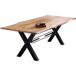 Esstisch SIT Tische Gr. B/H/T: 160 cm x 76 cm x 85 cm, 160x85 cm, beige (natur, antikschwarz, natur) Esstische rechteckig mit Baumkante wie gewachsen