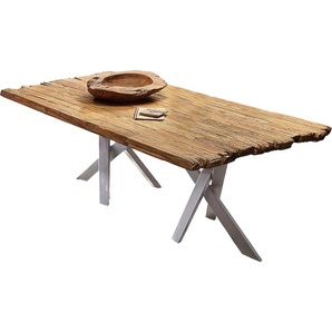 Esstisch SIT Tische Gr. B/H/T: 160 cm x 77 cm x 90 cm, 160 x 90 cm, beige (natur, antiksilber, natur) Esstische rechteckig mit Bruchkante