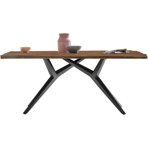 Esstisch SIT Tische Gr. B/H/T: 180 cm x 73,5 cm x 100 cm, 180 x 100 cm, beige (natur, antikschwarz, natur) Esstische rechteckig mit Bruchkante
