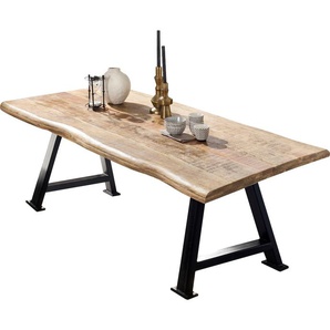 Esstisch SIT Tische Gr. B/H/T: 200 cm x 76 cm x 100 cm, 200x100 cm, beige (natur, antikschwarz, natur) Esstische rechteckig mit Baumkante wie gewachsen