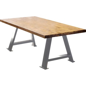Esstisch SIT Tische Gr. B/H/T: 240 cm x 76 cm x 100 cm, 240 x 100 cm, beige (natur, antiksilber, natur) Esstische rechteckig mit sichtbarer Maserung