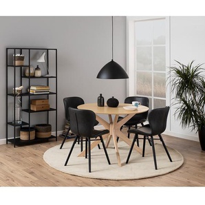 Esstisch Ø 105cm Schwarz/Eiche