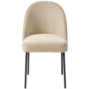 Esstisch Stühle Beige aus Chenillegewebe Metall (2er Set)