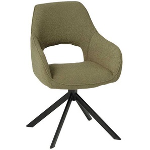 Esstisch Stühle mit Rückenausschnitt in Graugrün Schwarz (2er Set)
